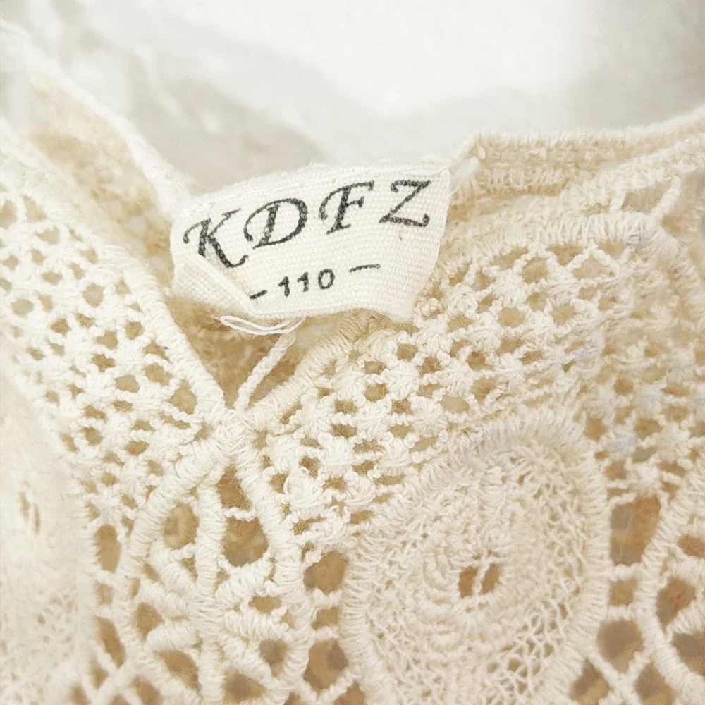KDFZ Crocheted/Lace Dress Rose Bud Skirt Cream & Rose Size 110/4-5 Girls - Picture 3 of 4